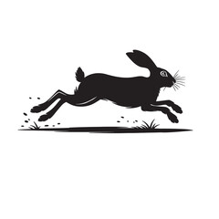 Rabbit silhouette vector jumping over the grass