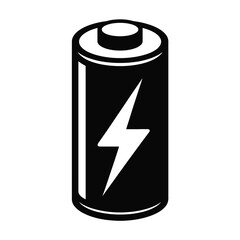 Black and White Battery Icon with Lightning Bolt