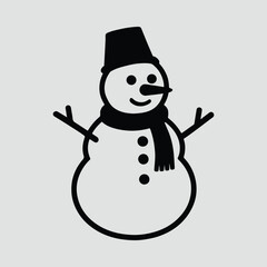 Silhouette Snowman with Scarf Flat Design Illustration Vector