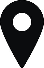 Location pin icon isolated on white background for navigation, map applications and user interface design purposes. Black pictogram. Vector illustration