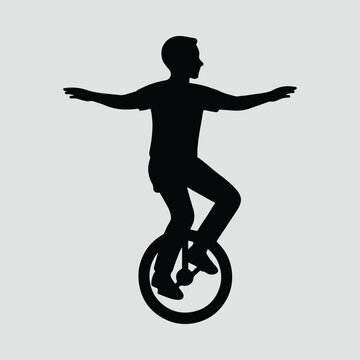 black silhouette unicyclist balancing clip art preview