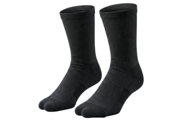Classic black socks crafted for comfort and durability isolated on a transparent background