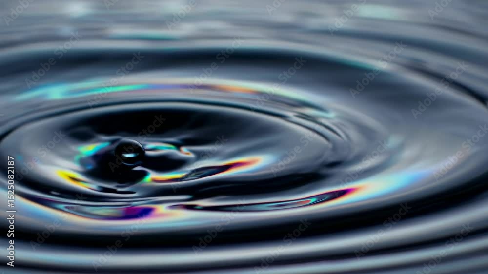 Poster ripples of color created by a drop of water in a calm pond during the afternoon