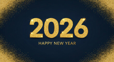 happy new year 2026 text golden sparkle new year