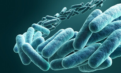 Lactobacillus bacteria, probiotic medical background 3d illustration.