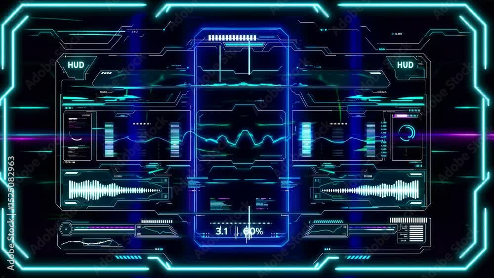 Aufkleber Futuristic interface displays data analysis in vibrant colors and smooth transitions during immersive technology experience