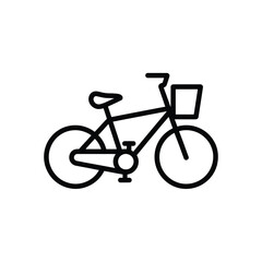 Simple Line Art Illustration of a Bicycle with Basket