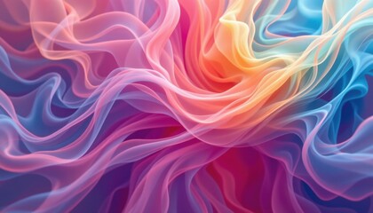 Obraz premium Abstract waves of color with various hues flowing together, creating a visually captivating and artistic display. The image presents a dynamic and flowing composition with a soft, ethereal quality