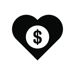 Heart Shaped Icon with Dollar Sign