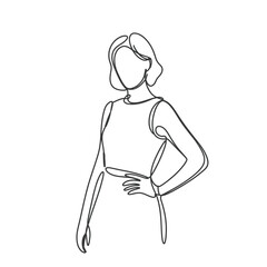 Elegant Woman in Continuous Line Drawing