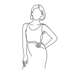 Elegant Woman in Continuous Line Drawing