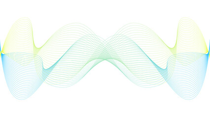 Vector curvy abstract line art wavy flowing dynamic colorful lines white background in concept music or sound, wave, wind, information flow	
