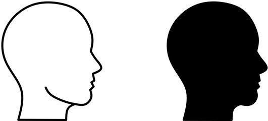 Head Silhouette Profile Facing Each Other