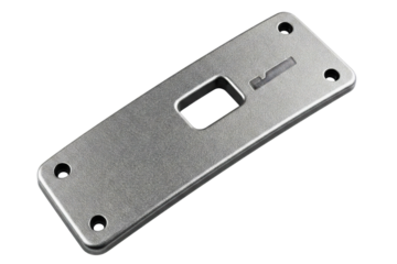 Sturdy metal plate designed for industrial mounting solutions isolated on a transparent background