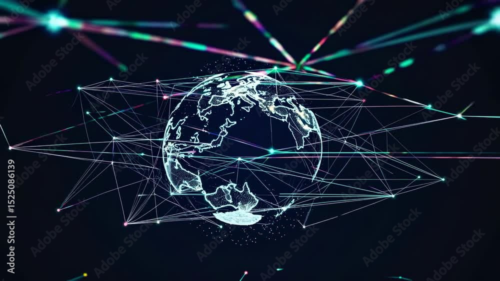 Leinwandbilder Exploring digital connections and global networks through intricate visual representations of the Earth