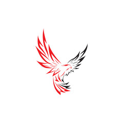 Obraz premium A logo in the form of an eagle spreading its wings, symbolizing strength, freedom, and stability. 