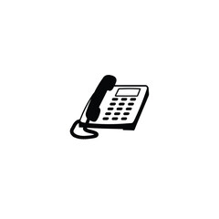 Flat silhouette of a landline phone with bold, classic details