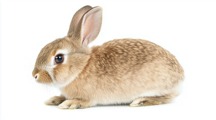 Obraz premium Pretty brown rabbit seen from the side isolated on a white background