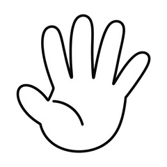 Simple Line Drawing of an Open Hand with Five Fingers