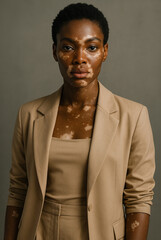 Fototapeta premium Stylish Portrait of a Vitiligo Model with Bold Expression