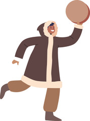 Eskimo boy with tambourine dancing