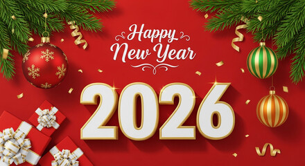 happy new year 2026 text 3d creative holiday merry christmas and happy new year