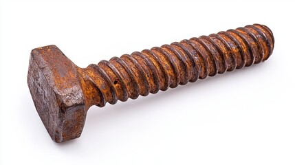 Rusty Square Head Bolt Macro Photography on White