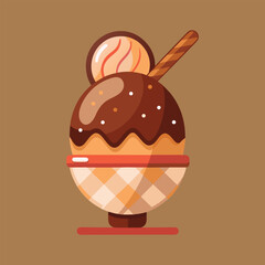 Delicious chocolate ice cream vector art illustration.