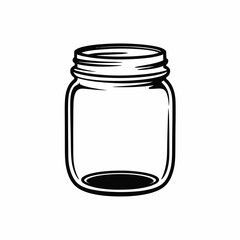 Black and white illustration of a mason jar for canning or storage