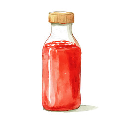 My Watercolor illustration, illustration ketchup painting isolated on a white background, illustration, AI painting design, vector illustration set, eps format