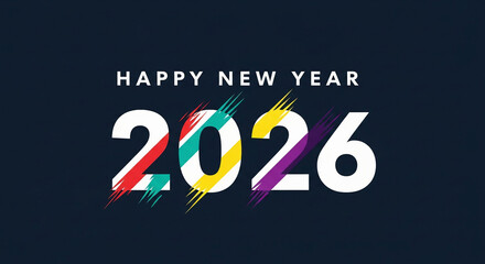 happy new year 2026 colorful text