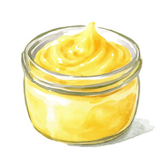 My Watercolor illustration, illustration lemon curd painting isolated on a white background, illustration, AI painting design, vector illustration set, eps format
