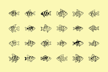 Archerfish, aquarium fish line art illustration