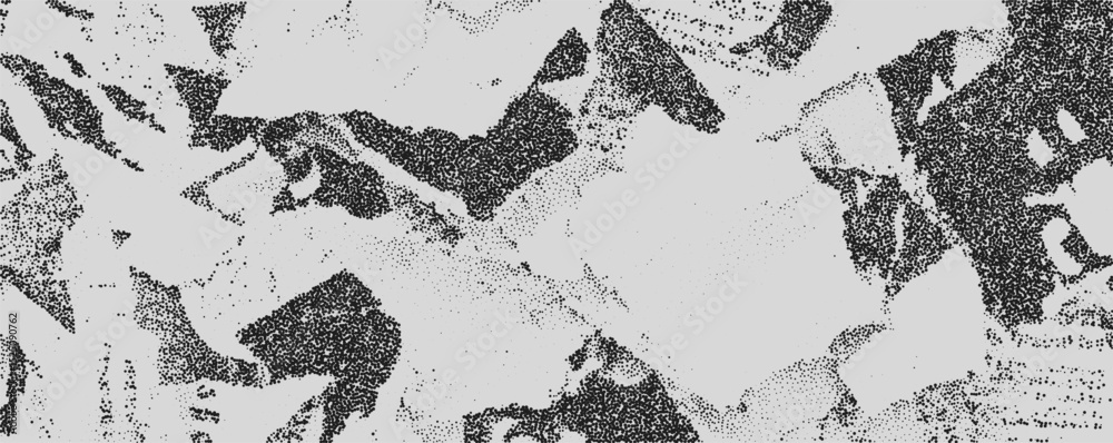 Poster Intricate patterns created by overlapping black and white paper textures in abstract art form showing depth and contrast