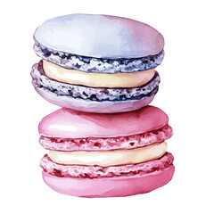 My Watercolor illustration, illustration macaron painting isolated on a white background, illustration, AI painting design, vector illustration set, eps format