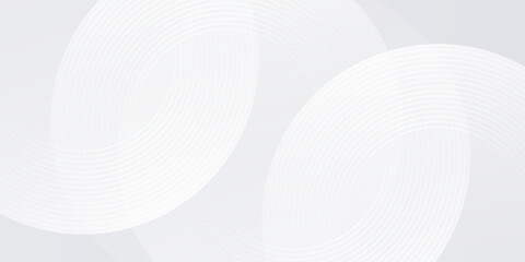 White geometric abstract background overlap layer on bright space with lines effect decoration. Modern graphic design element circles style concept for banner.