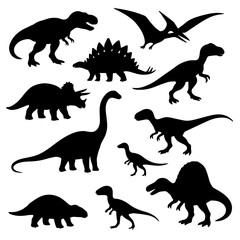 dinosaur silhouettes, vector illustration
