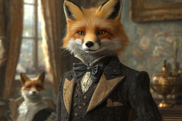 Fox in antique attire
