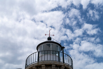 drepano lighthouse overlooking the gulf of corinth near patras, peloponnese peninsula, greece