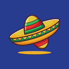 Sombrero straw hat vector art illustration.