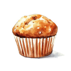 My Watercolor illustration, illustration muffin with berry painting isolated on a white background, illustration, AI painting design, vector illustration set, eps format