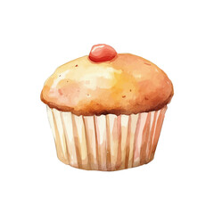 My Watercolor illustration, illustration muffin with berry painting isolated on a white background, illustration, AI painting design, vector illustration set, eps format