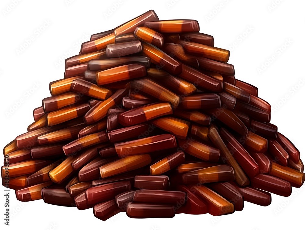 Poster A large pile of colorful cylindrical objects are displayed in the image