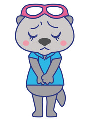 ゴーグルを頭に乗せたラッコがしょげているイラスト