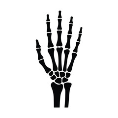Black Silhouette of a Human Hand Skeleton