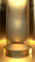 3D Gold podium with stage product display. Minimal scene for mockup products, stage showcase, promotion display.
