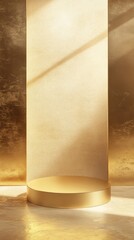 3D Gold podium with stage product display. Minimal scene for mockup products, stage showcase, promotion display.