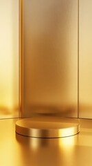 3D Gold podium with stage product display. Minimal scene for mockup products, stage showcase, promotion display.