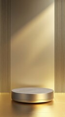 3D Gold podium with stage product display. Minimal scene for mockup products, stage showcase, promotion display.
