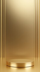 3D Gold podium with stage product display. Minimal scene for mockup products, stage showcase, promotion display.